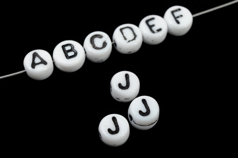 6mm Plastic "J" Alphabet Bead #ADB010