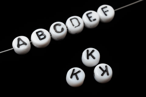 6mm Plastic "K" Alphabet Bead #ADB011