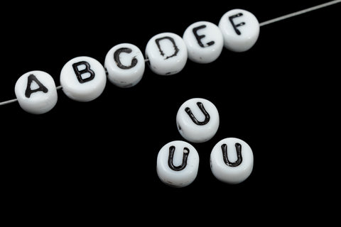 6mm Glass "U" Alphabet Bead #ADB221