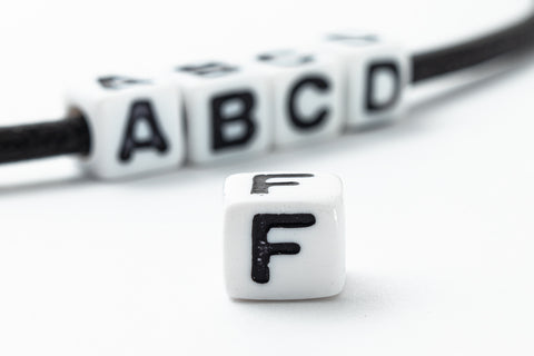 6mm Plastic "F" Alphabet Bead #ADB306