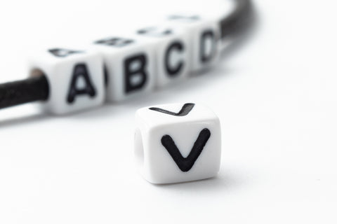 6mm Plastic "V" Alphabet Bead #ADB322