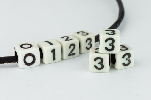 6mm Plastic "3" Number Bead #ADB329