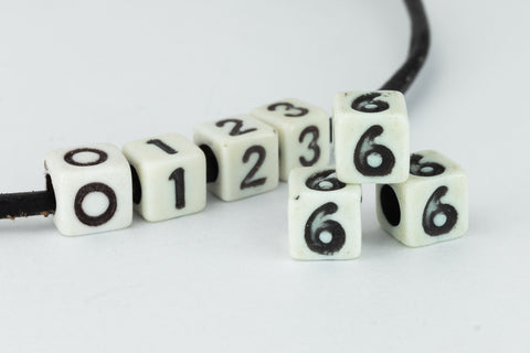 6mm Plastic "6" Number Bead #ADB332