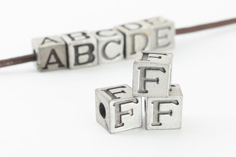 6.55mm Pewter "F" Alphabet Bead #ABD406