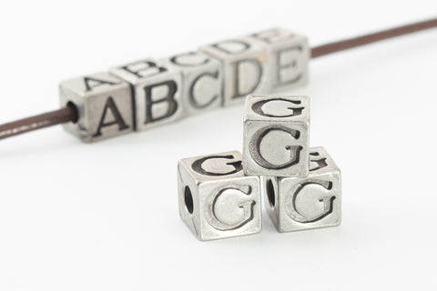 6.55mm Pewter "G" Alphabet Bead #ABD407