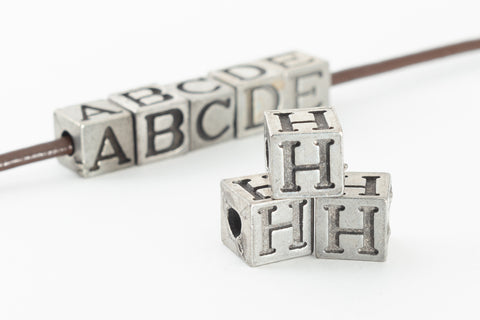 6.55mm Pewter "H" Alphabet Bead #ABD408