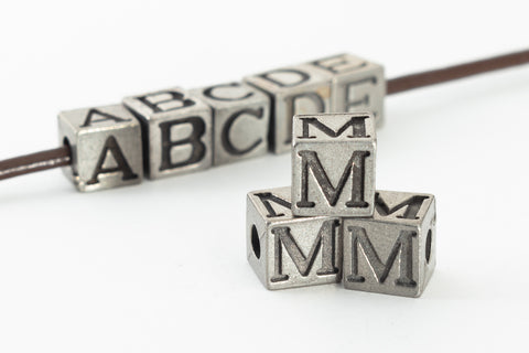 6.55mm Pewter "M" Alphabet Bead #ABD413