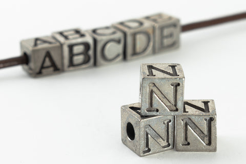 6.55mm Pewter "N" Alphabet Bead #ABD414