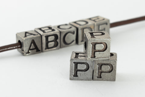 6.55mm Pewter "P" Alphabet Bead #ABD416
