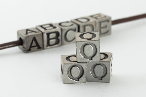 6.55mm Pewter "Q" Alphabet Bead #ABD417