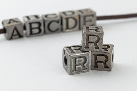 6.55mm Pewter "R" Alphabet Bead #ABD418