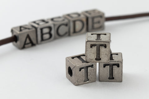 6.55mm Pewter "T" Alphabet Bead #ABD420