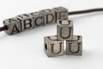 6.55mm Pewter "U" Alphabet Bead #ABD421