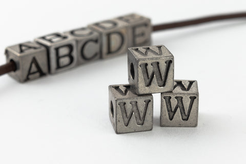 6.55mm Pewter "W" Alphabet Bead #ABD423