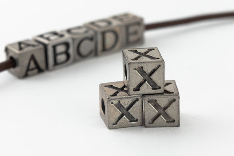 6.55mm Pewter "X" Alphabet Bead #ABD424