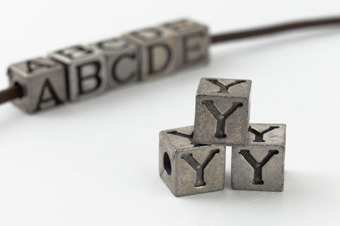 6.55mm Pewter "Y" Alphabet Bead #ABD425