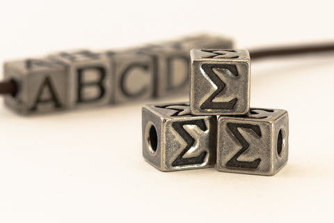 6.55mm Pewter "Sigma" Alphabet Bead #ABD428