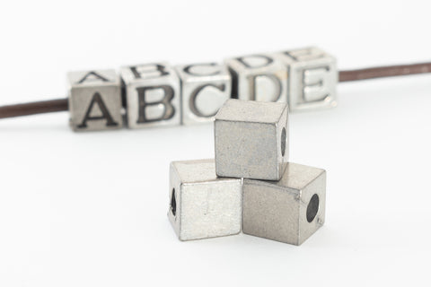 6.55mm Pewter Blank Cube Bead #ABD439