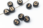 6mm Black Glass "S" Alphabet Bead #ADB719