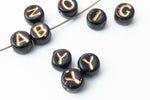 6mm Black Glass "Y" Alphabet Bead #ADB725