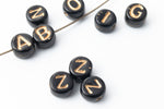 6mm Black Glass "Z" Alphabet Bead #ADB726