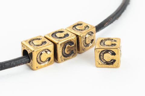 6mm Gold Plastic "C" Letter Cube #ADB803