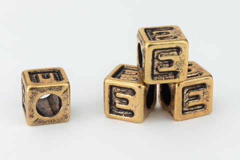 6mm Gold Plastic "E" Letter Cube #ADB805