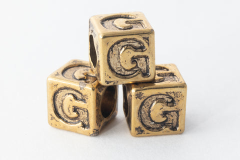 6mm Gold Plastic "G" Letter Cube #ADB807