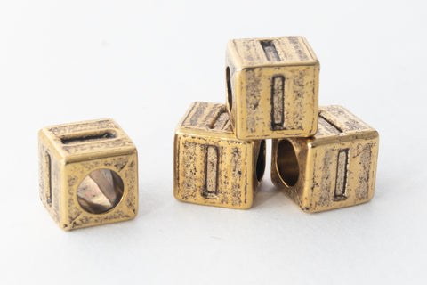 6mm Gold Plastic "I" Letter Cube #ADB809