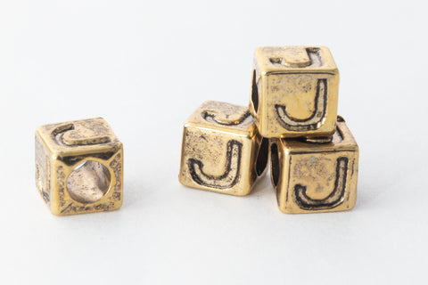 6mm Gold Plastic "J" Letter Cube #ADB810