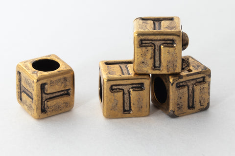 6mm Gold Plastic "T" Letter Cube #ADB820