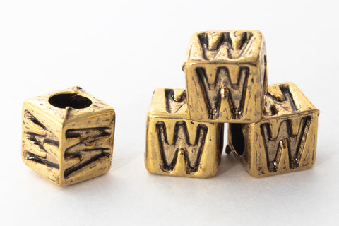 6mm Gold Plastic "W" Letter Cube #ADB823