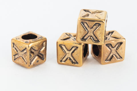 6mm Gold Plastic "X" Letter Cube #ADB824