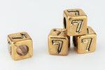 6mm Gold Plastic "7" Number Cube #ADB833