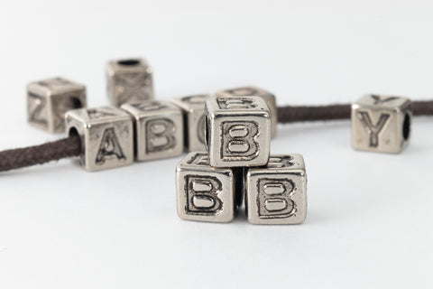 6mm Silver Plastic "B" Letter Cube #ADB902