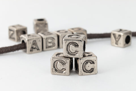 6mm Silver Plastic "C" Letter Cube #ADB903
