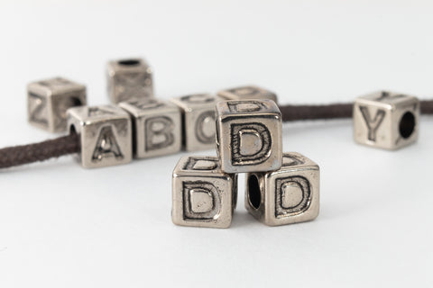 6mm Silver Plastic "D" Letter Cube #ADB904