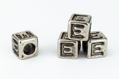 6mm Silver Plastic "E" Letter Cube #ADB905