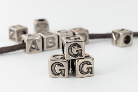 6mm Silver Plastic "G" Letter Cube #ADB907