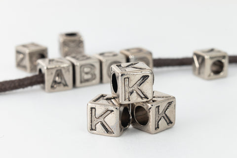6mm Silver Plastic "K" Letter Cube #ADB911