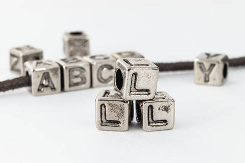 6mm Silver Plastic "L" Letter Cube #ADB912