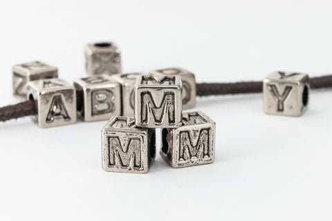 6mm Silver Plastic "M" Letter Cube #ADB913