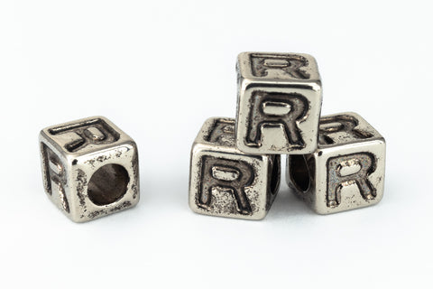 6mm Silver Plastic "R" Letter Cube #ADB918