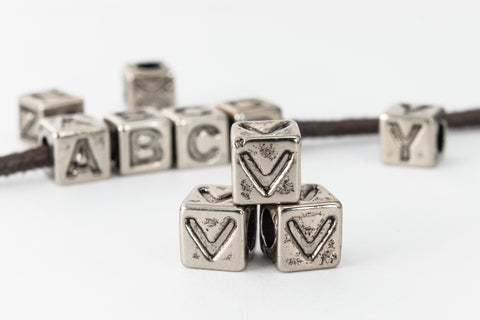 6mm Silver Plastic "V" Letter Cube #ADB922