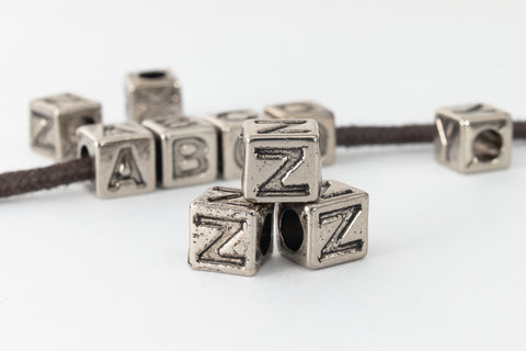 6mm Silver Plastic "Z" Letter Cube #ADB926