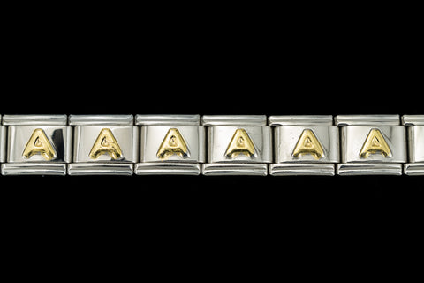 10mm Silver and Gold "A" Expandable Letter Beads (18 Pcs) #ADD601