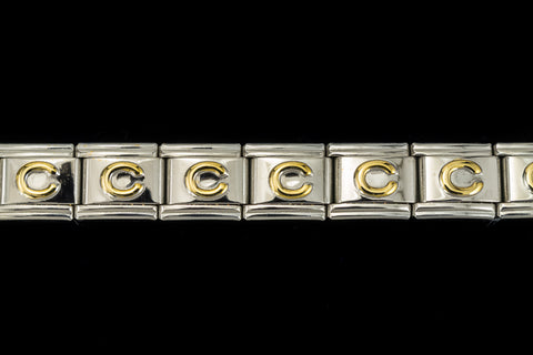 10mm Silver and Gold "C" Expandable Letter Beads (18 Pcs) #ADD603