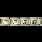 10mm Silver and Gold "F" Expandable Letter Beads (18 Pcs) #ADD606