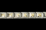 10mm Silver and Gold "K" Expandable Letter Beads (18 Pcs) #ADD611