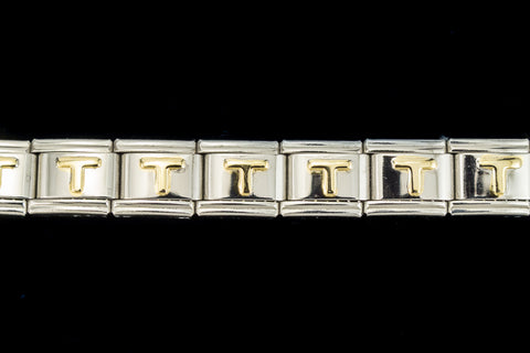 10mm Silver and Gold "T" Expandable Letter Beads (18 Pcs) #ADD620